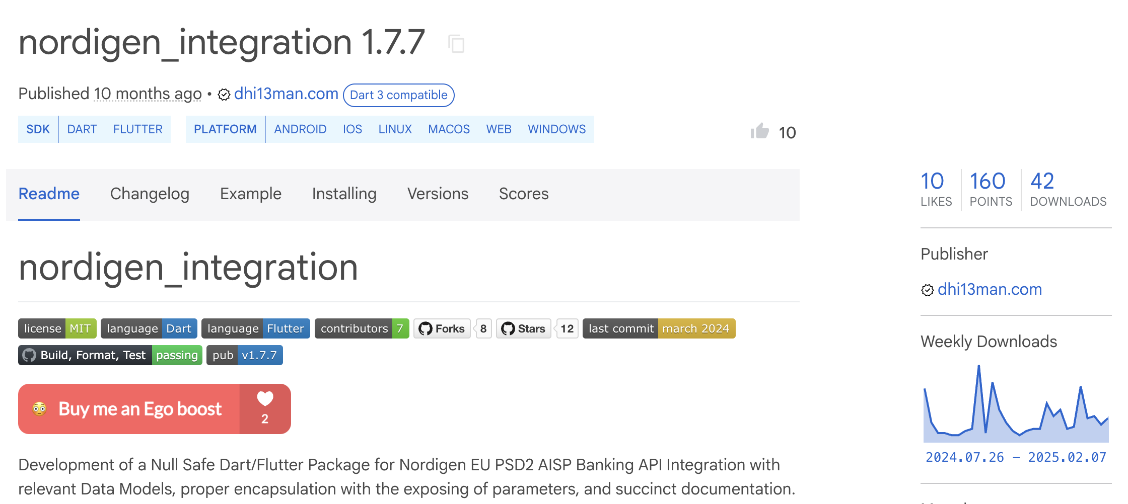 nordigen_integration: Open-Source Dart/Flutter library for Nordigen EU PSD2 AISP Banking API Integration
